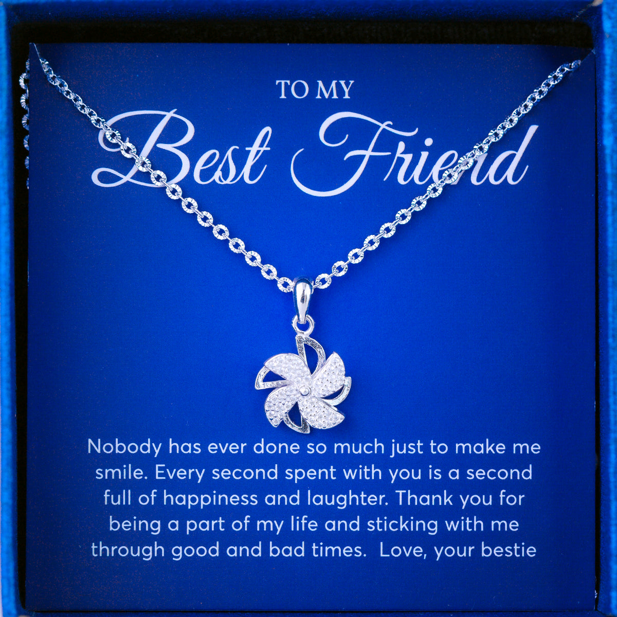 JUELHAUS Silver Pendant Gift for Best friend Pure S990 Pinwheel Shape 3D Fixed Wing Non-rotating