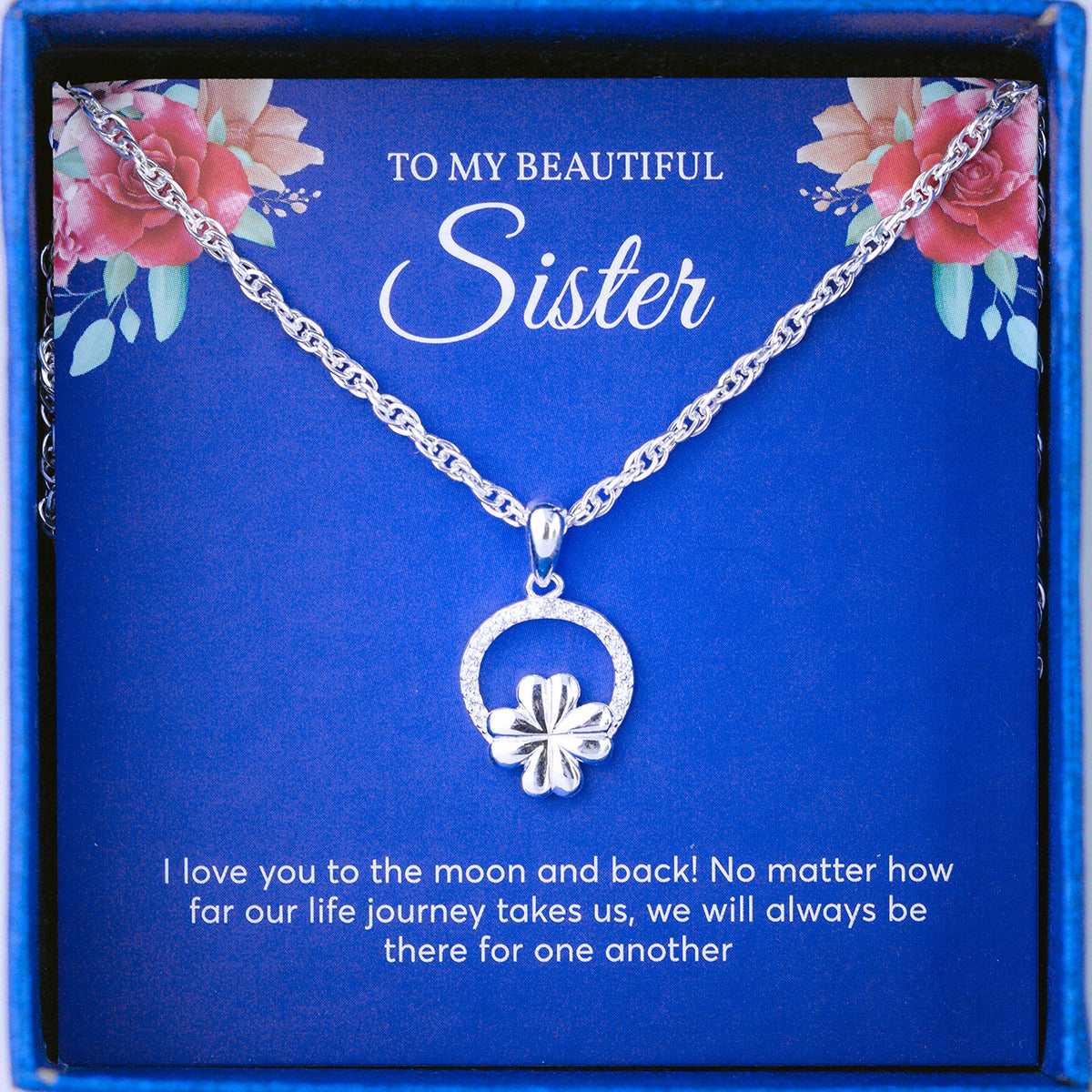 JUELHAUS Pure S990 Silver Necklace Gift for sisters with Lucky Four-Leaf Clover