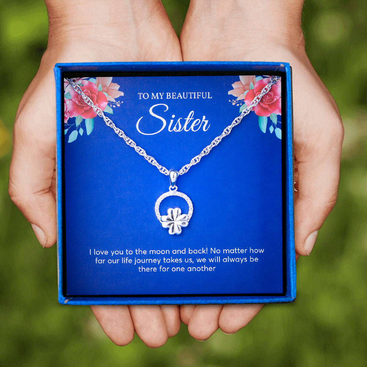 JUELHAUS Pure S990 Silver Necklace Gift for sisters with Lucky Four-Leaf Clover