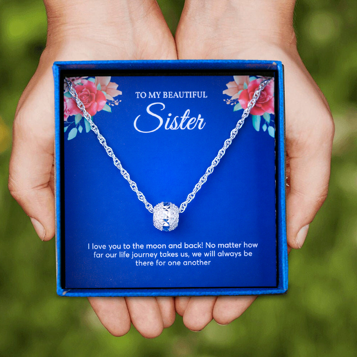 JUELHAUS Sterling Silver Necklace Gift for sisters S990 Pure Round 8-Cup Ball Pendant with Beautiful Small Stone