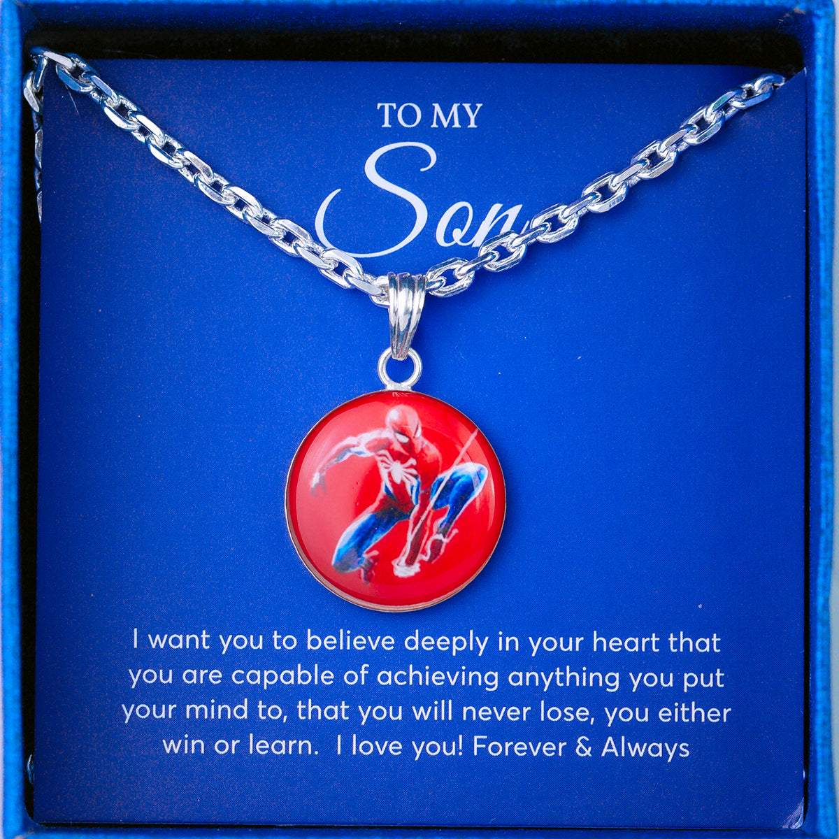 JUELHAUS Silver Necklace Gift for Son S990 Pure Spider-Man Spiderman Movie Version Healthy and Playful