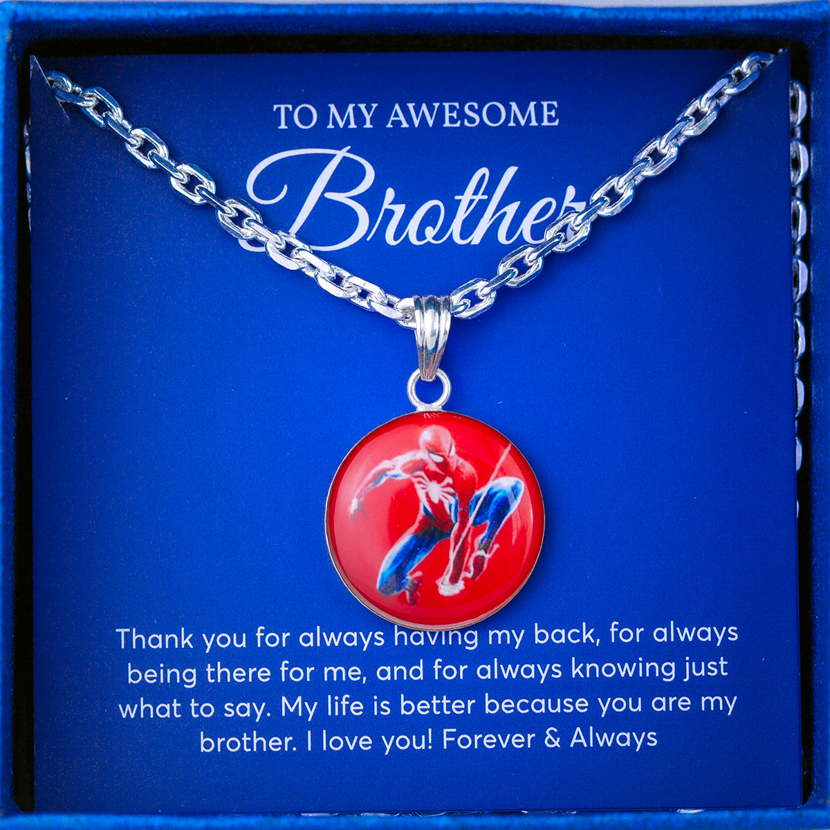 JUELHAUS Silver Necklace Gift for brother S990 Pure Spider-Man Spiderman Movie Version Healthy and Playful