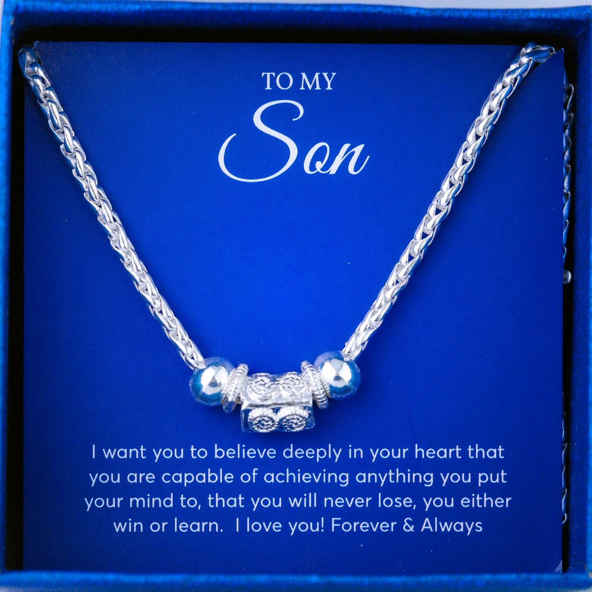 JUELHAUS Silver Necklace Gift for Son Coconut String Style, Durable and Solid, Comfortable to Wear for Your Baby