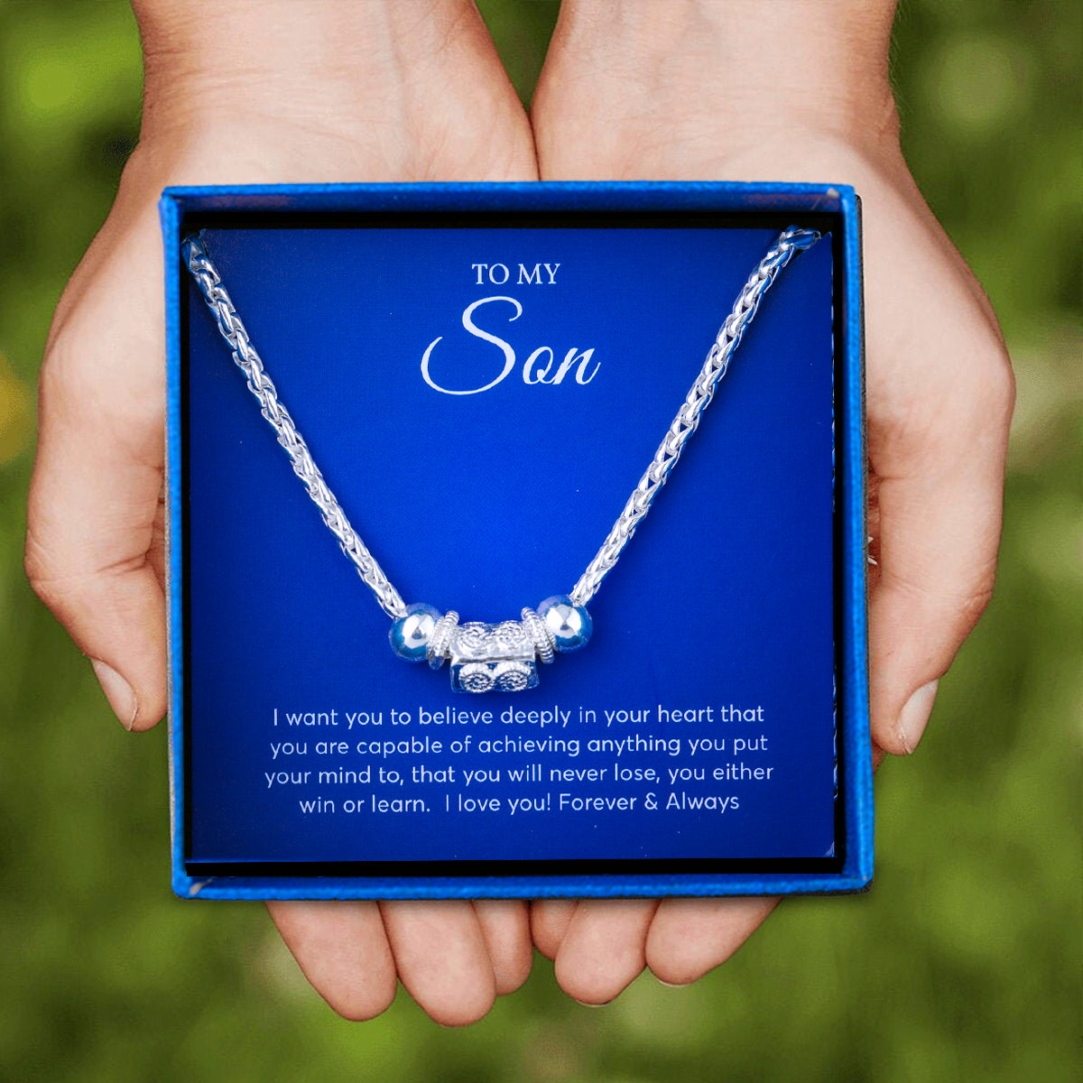 JUELHAUS Silver Necklace Gift for Son Coconut String Style, Durable and Solid, Comfortable to Wear for Your Baby