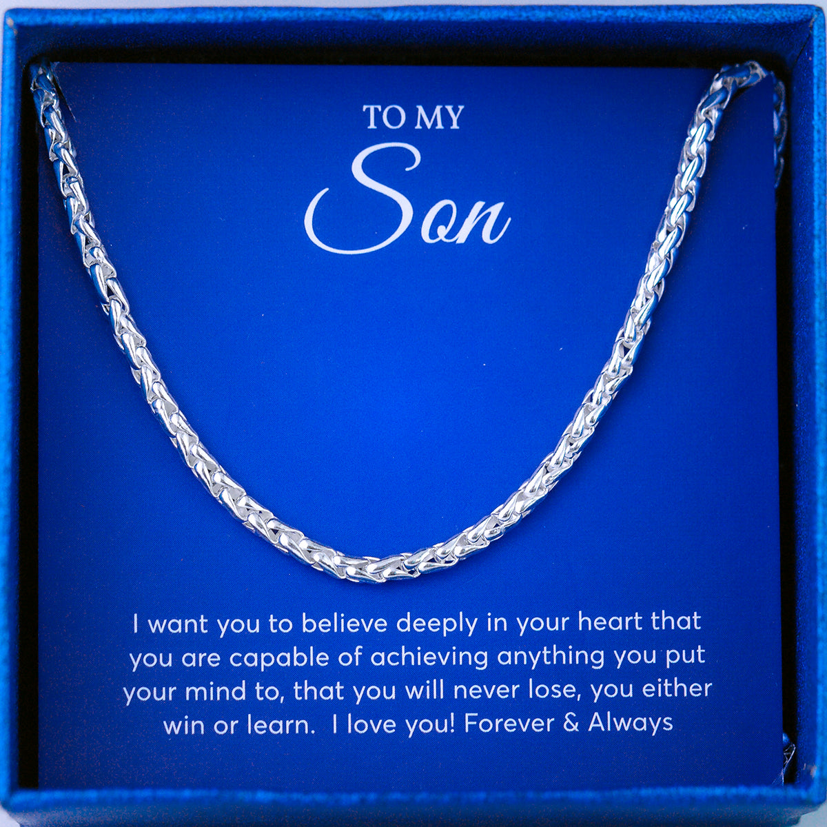 JUELHAUS Silver Necklace Gift for Son Coconut String Style, Durable and Solid, Comfortable to Wear for Your Baby