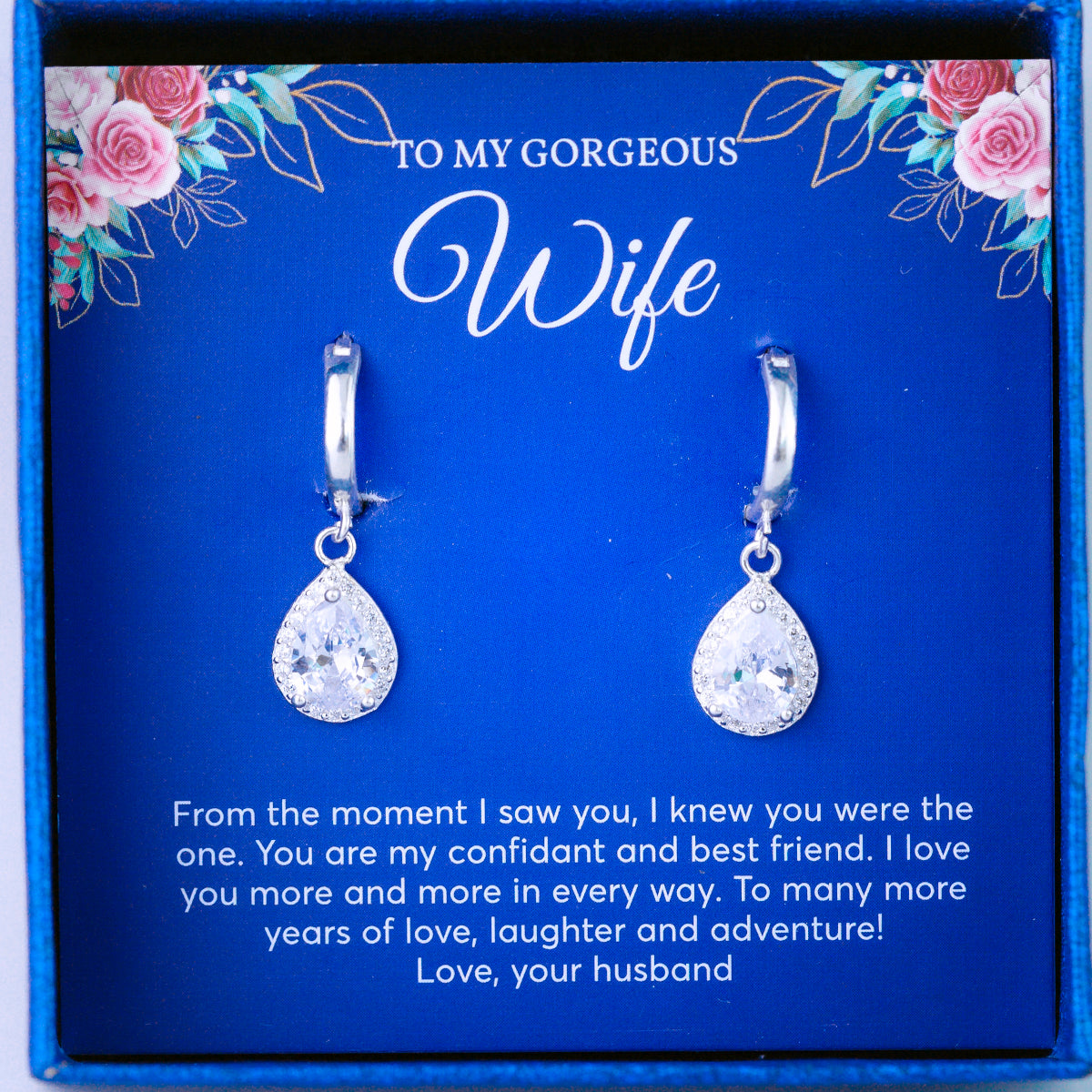 JUELHAUS S925 sterling silver earrings with elegant and luxurious teardrop shape wife gift