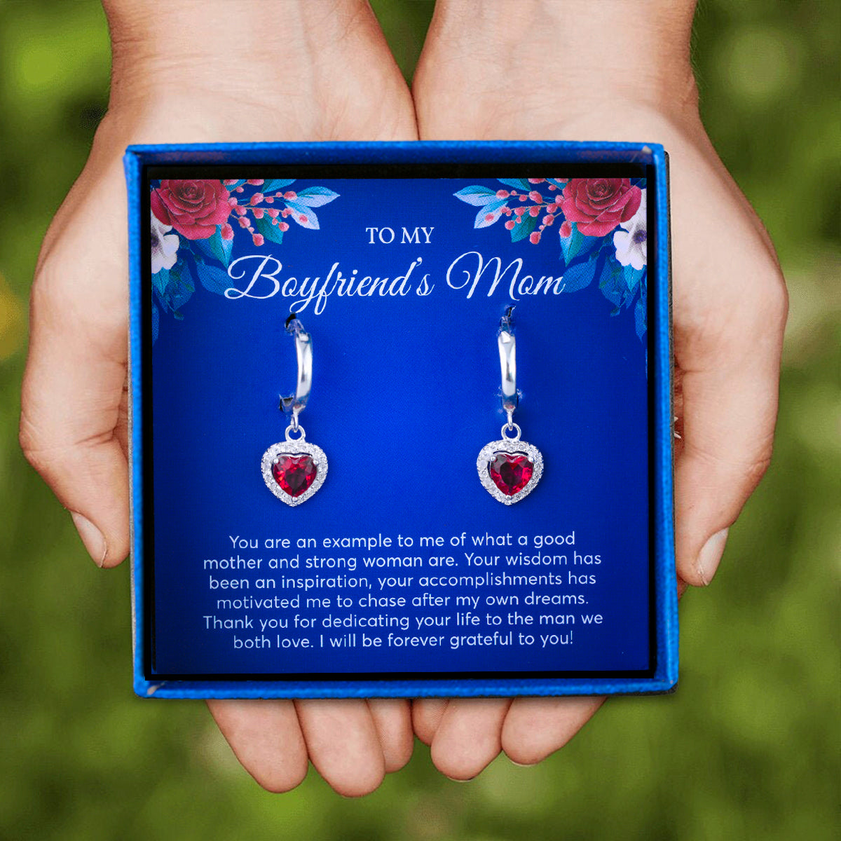 JUELHAUS Silver Earrings for boyfriend's mother S925 Heart-shaped Tung Teng style with stones and beautiful, luxurious and attractive edges