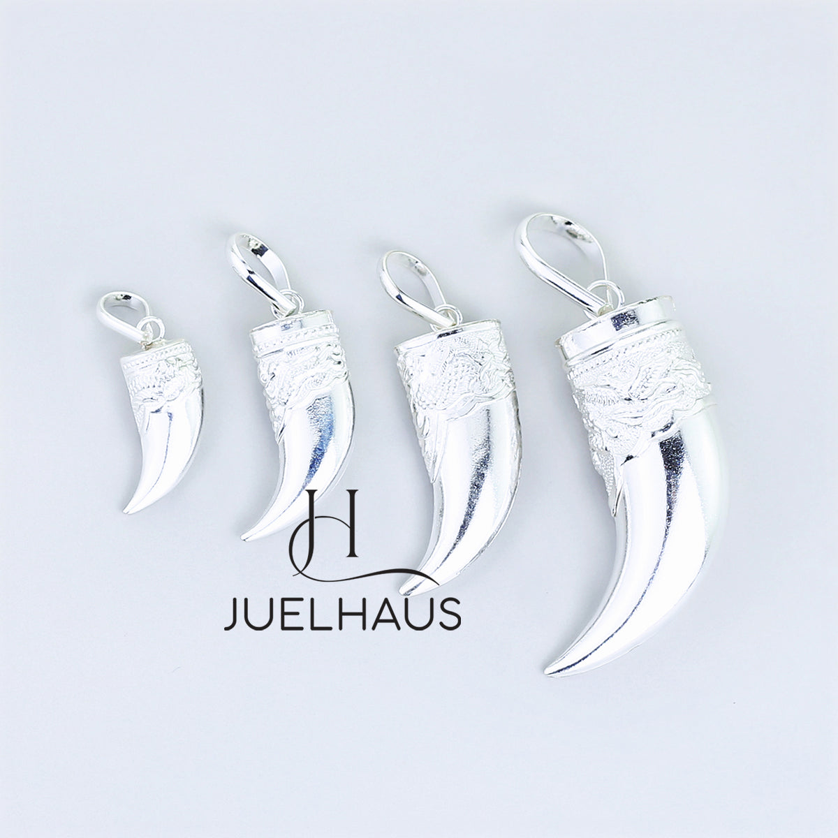 JUELHAUS Dragon-Engraved Nail-Shaped Silver Pendant in 4 Sizes, Strong and Brave