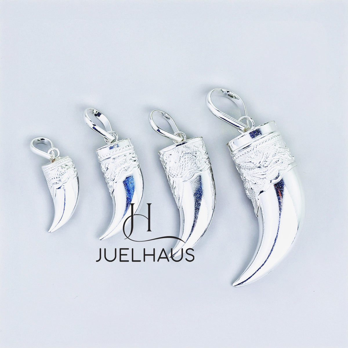 JUELHAUS Dragon-Engraved Nail-Shaped Silver Pendant in 4 Sizes, Strong and Brave