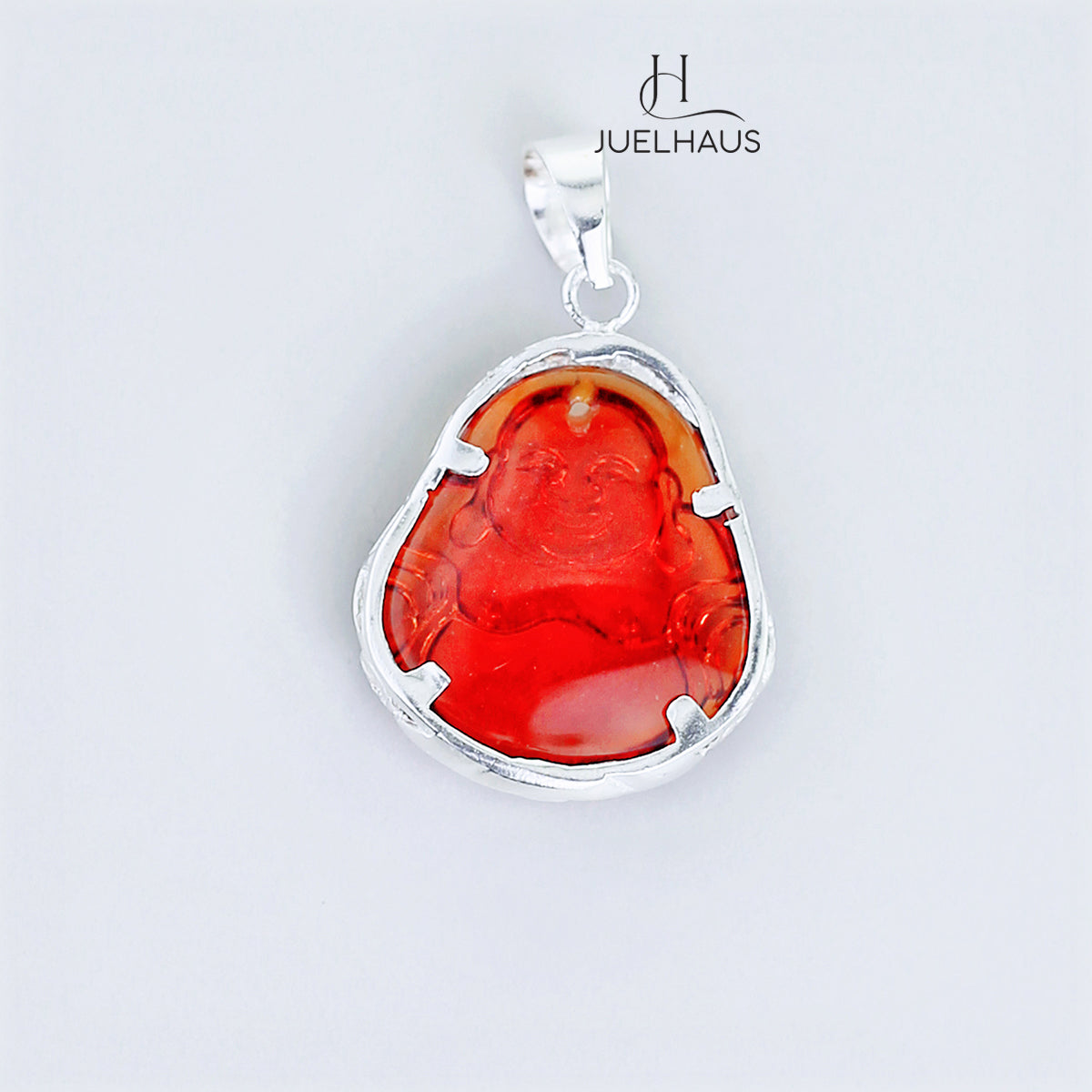 JUELHAUS Silver Pendant With Buddha Statue, Transparent Feng Shui Stone, Many Colors