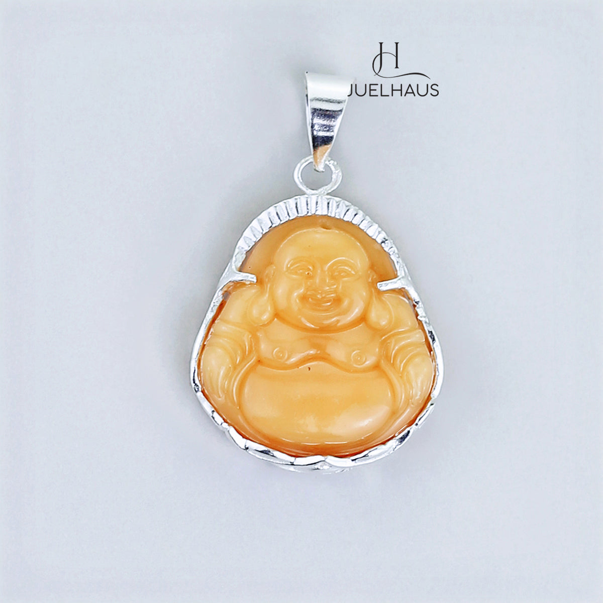 JUELHAUS Silver Pendant With Buddha Statue, Transparent Feng Shui Stone, Many Colors