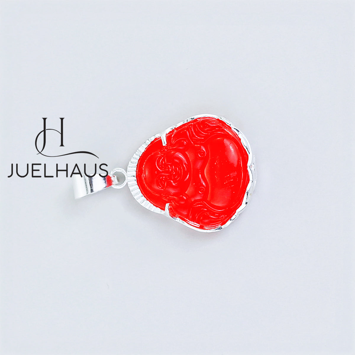 JUELHAUS Silver Pendant With Buddha Statue, Transparent Feng Shui Stone, Many Colors