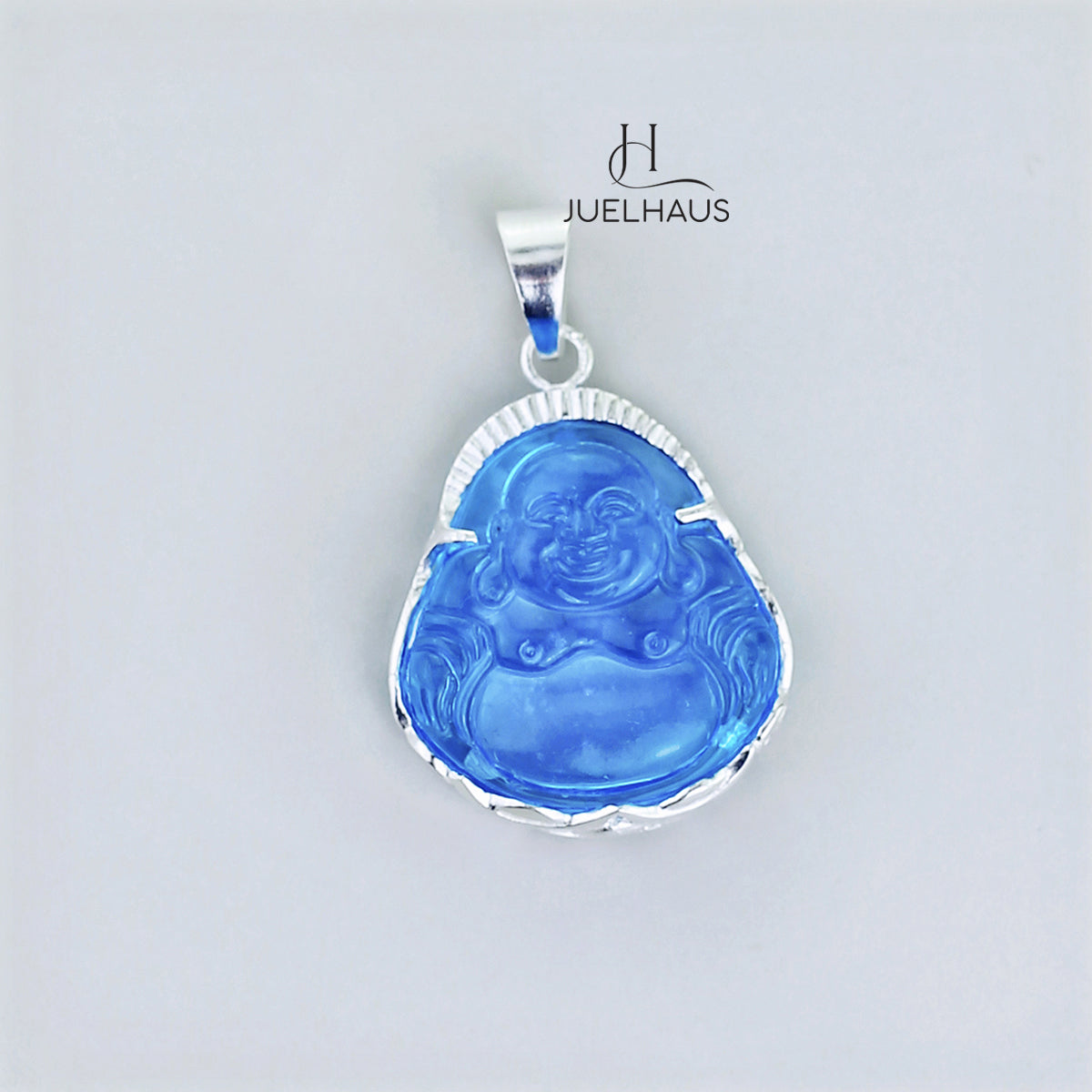 JUELHAUS Silver Pendant With Buddha Statue, Transparent Feng Shui Stone, Many Colors