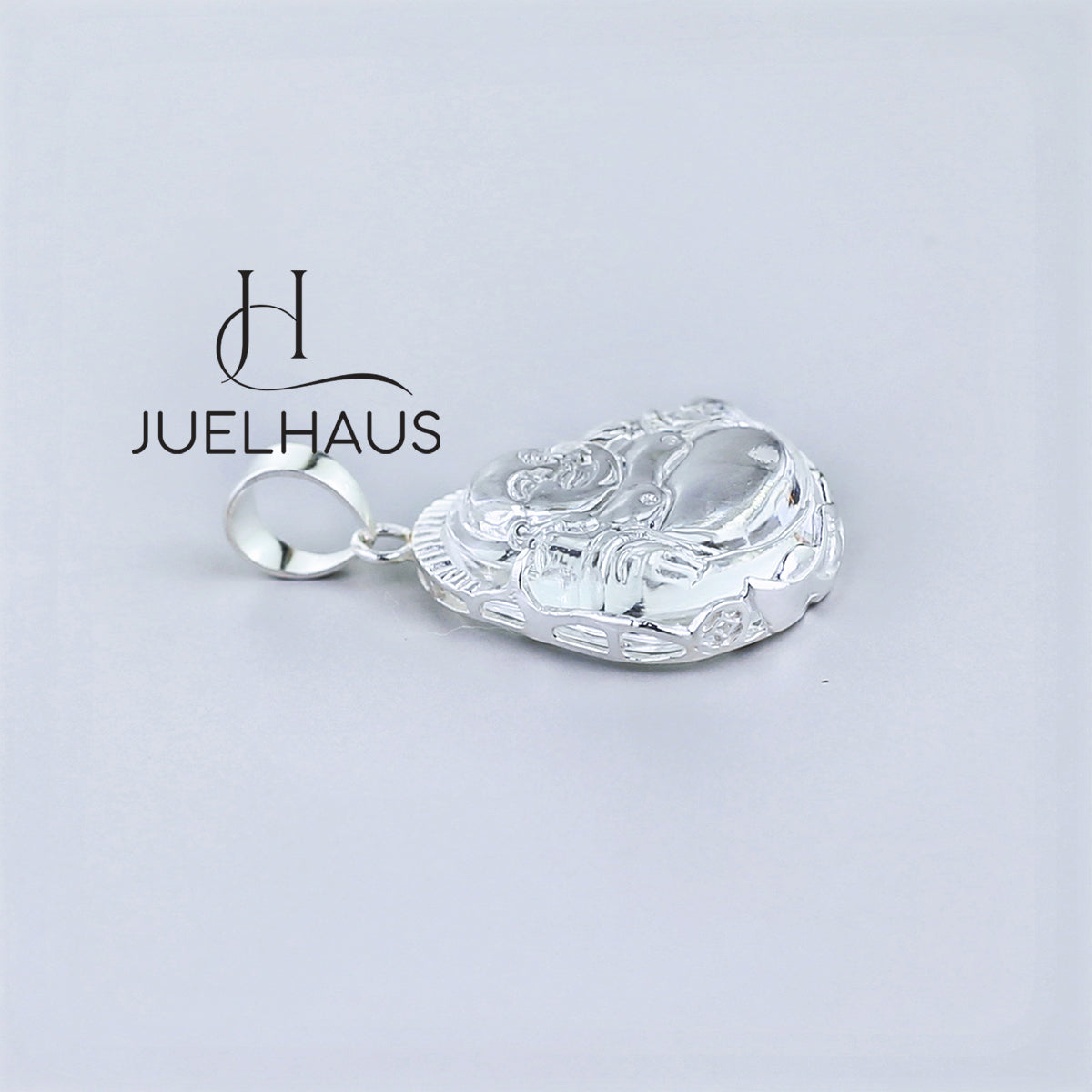 JUELHAUS Silver Pendant With Buddha Statue, Transparent Feng Shui Stone, Many Colors