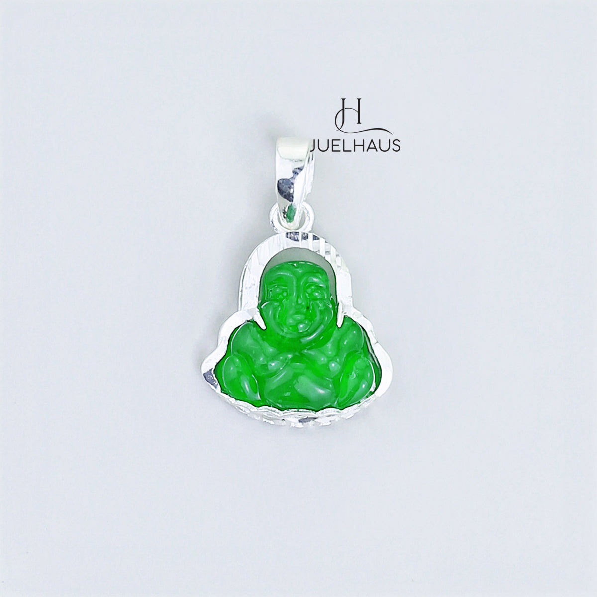 JUELHAUS Silver Pendant For Children With The Image Of Laughing Buddha In Many Types Of Stones And Designs