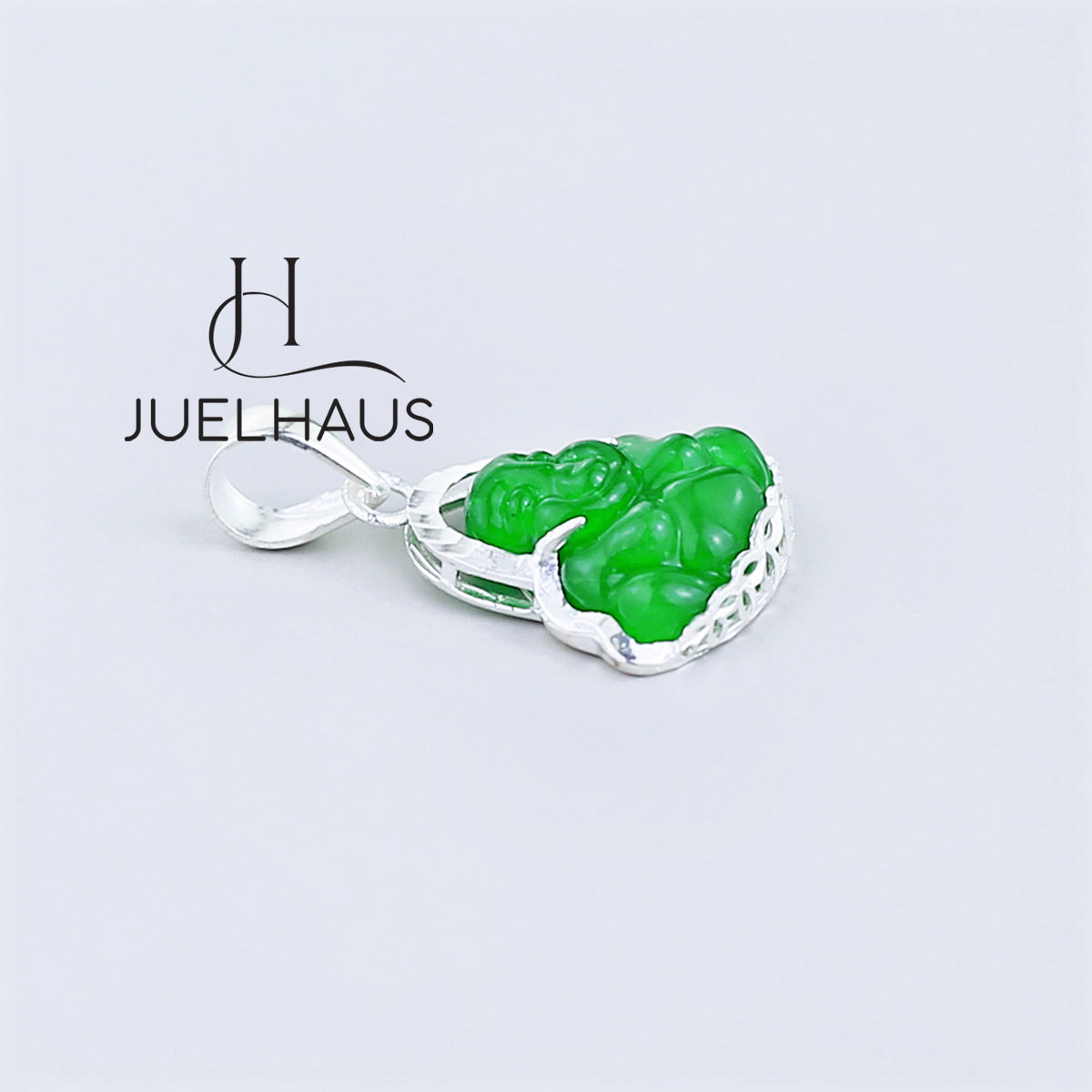 JUELHAUS Silver Pendant For Children With The Image Of Laughing Buddha In Many Types Of Stones And Designs