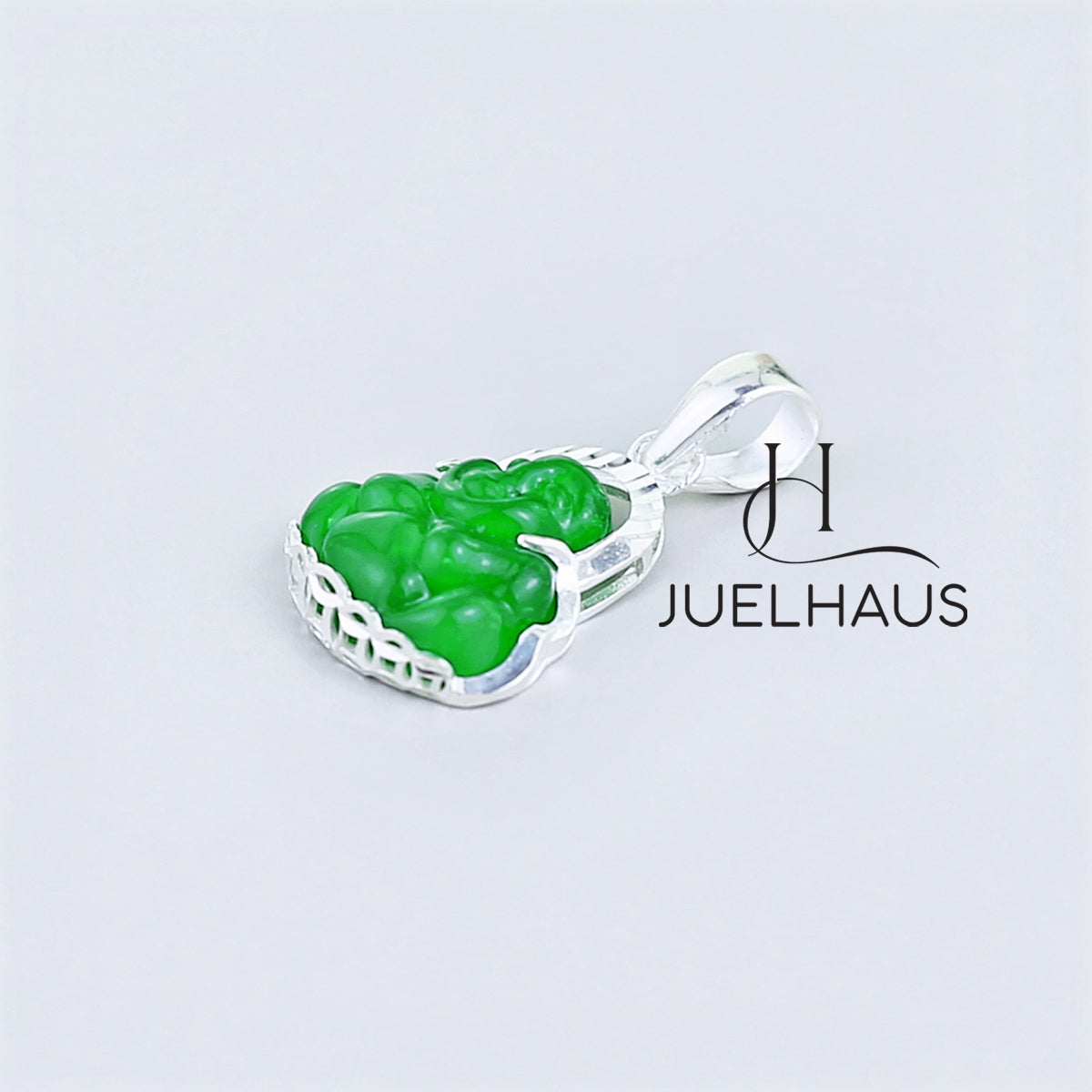 JUELHAUS Silver Pendant For Children With The Image Of Laughing Buddha In Many Types Of Stones And Designs