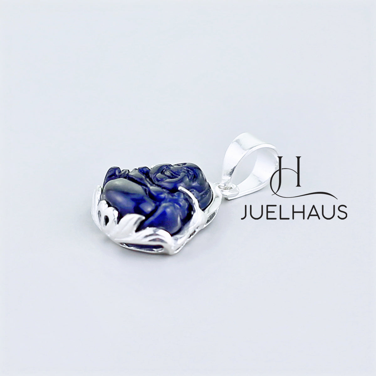 JUELHAUS Silver Pendant For Children With The Image Of Laughing Buddha In Many Types Of Stones And Designs