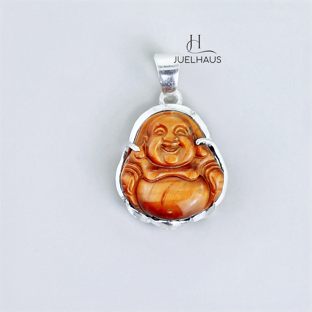JUELHAUS Silver Pendant For Children With The Image Of Laughing Buddha In Many Types Of Stones And Designs