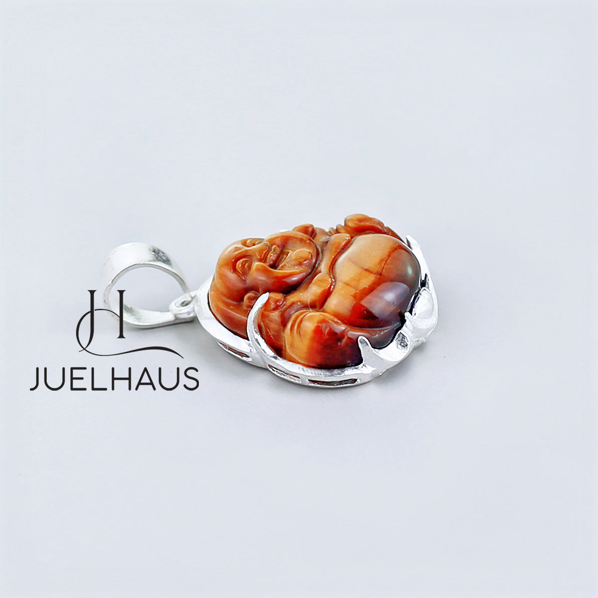 JUELHAUS Silver Pendant For Children With The Image Of Laughing Buddha In Many Types Of Stones And Designs