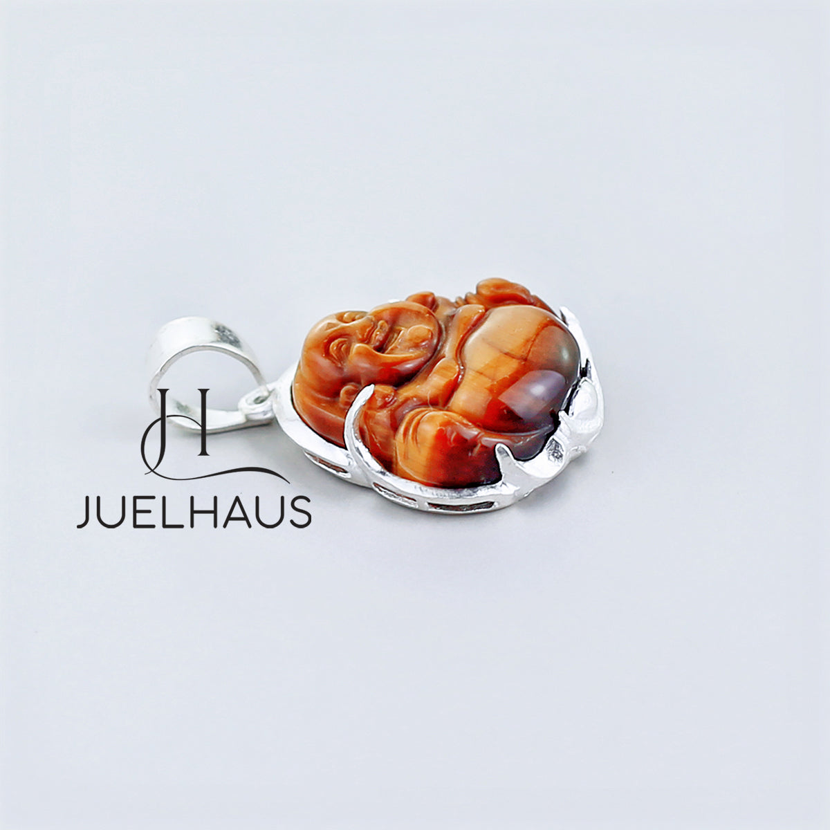 JUELHAUS Silver Pendant For Children With The Image Of Laughing Buddha In Many Types Of Stones And Designs