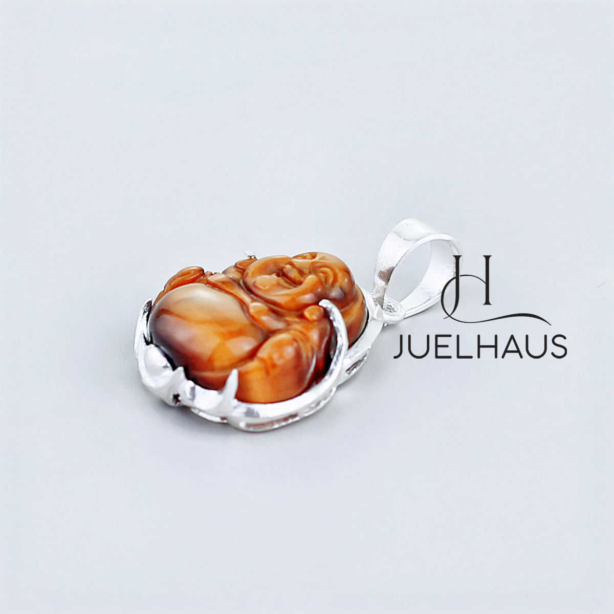 JUELHAUS Silver Pendant For Children With The Image Of Laughing Buddha In Many Types Of Stones And Designs