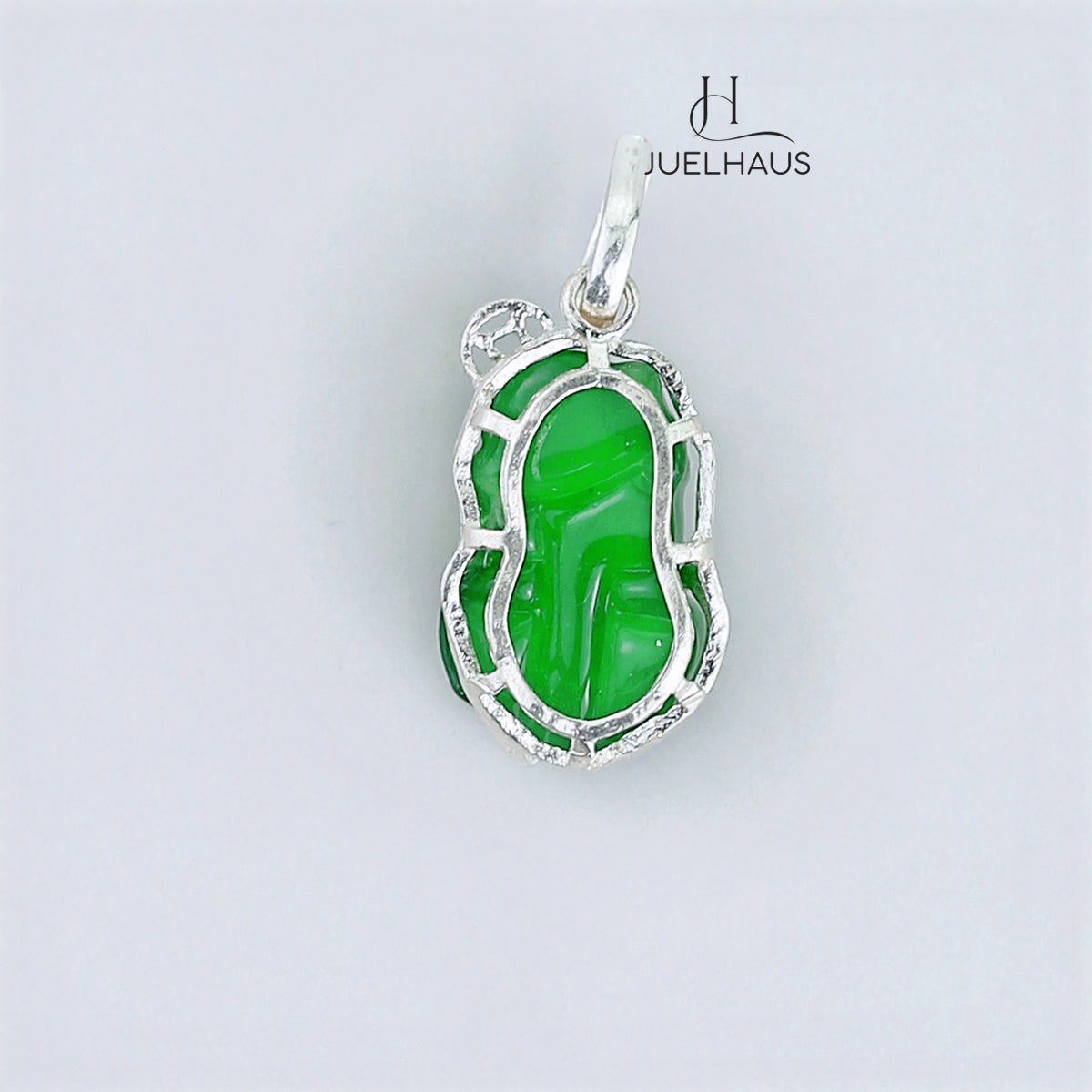 JUELHAUS Silver Pendant with Pixiu Shape, Multi-Colored Feng Shui Stone, Holding Lucky Coins