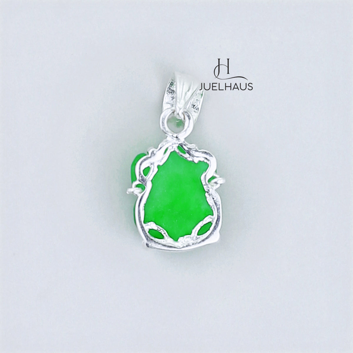 JUELHAUS Small and Lovely Green Jade Pixiu Silver Pendant