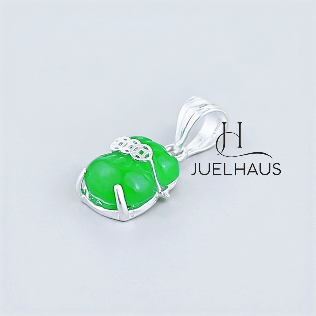 JUELHAUS Small and Lovely Green Jade Pixiu Silver Pendant