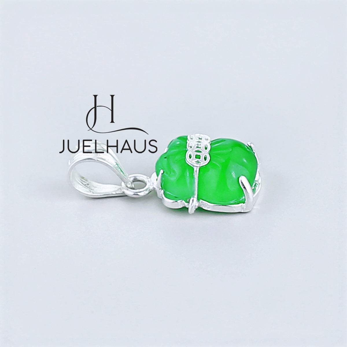 JUELHAUS Small and Lovely Green Jade Pixiu Silver Pendant