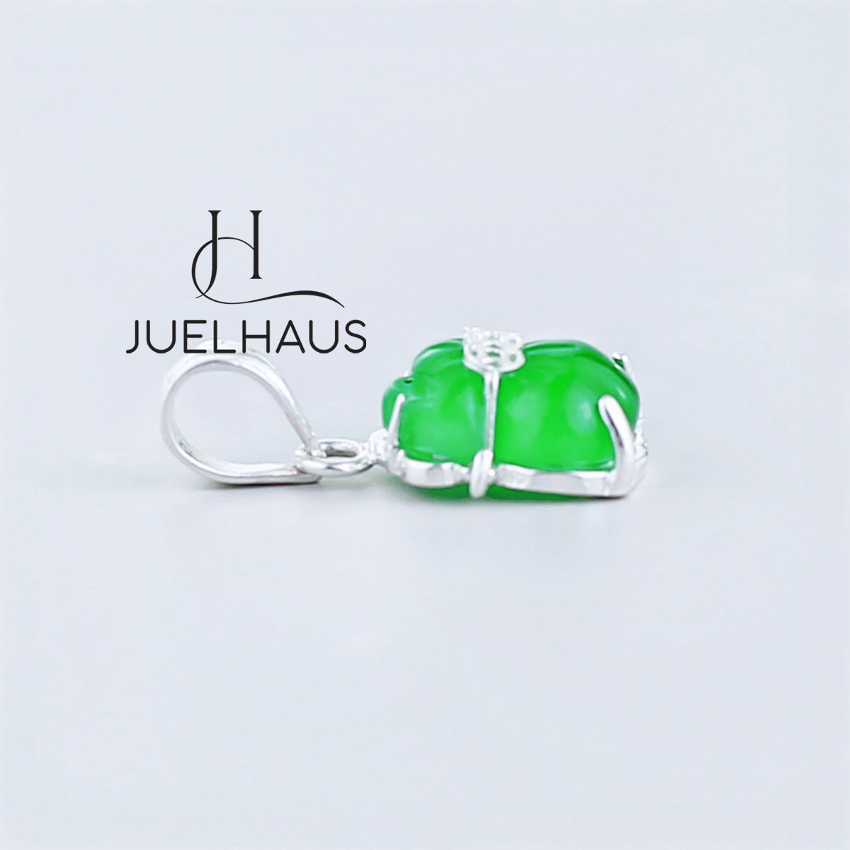 JUELHAUS Small and Lovely Green Jade Pixiu Silver Pendant