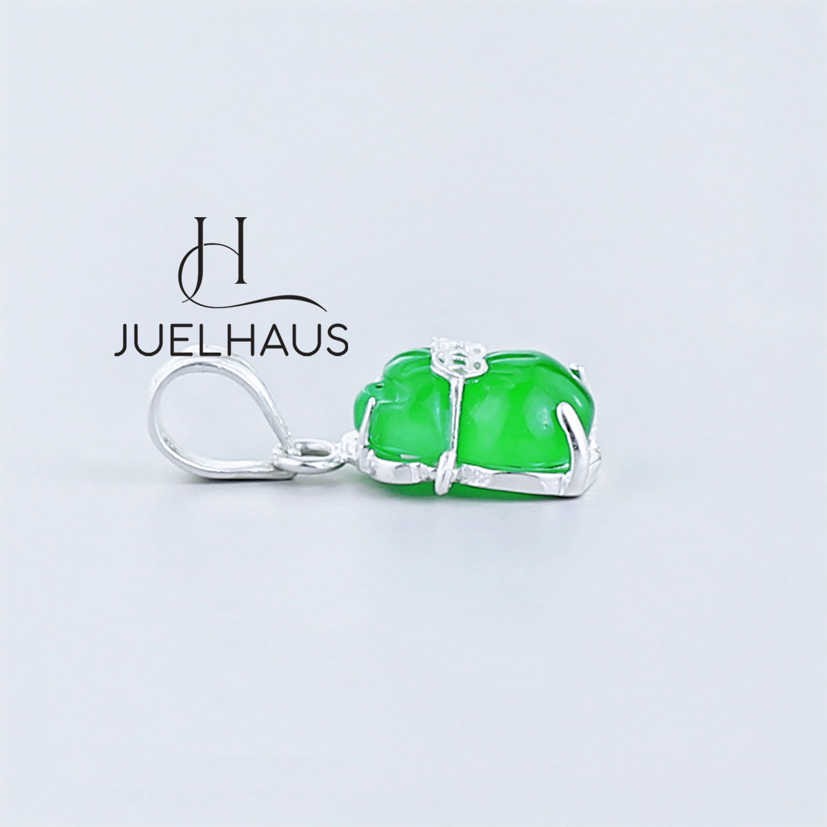 JUELHAUS Small and Lovely Green Jade Pixiu Silver Pendant