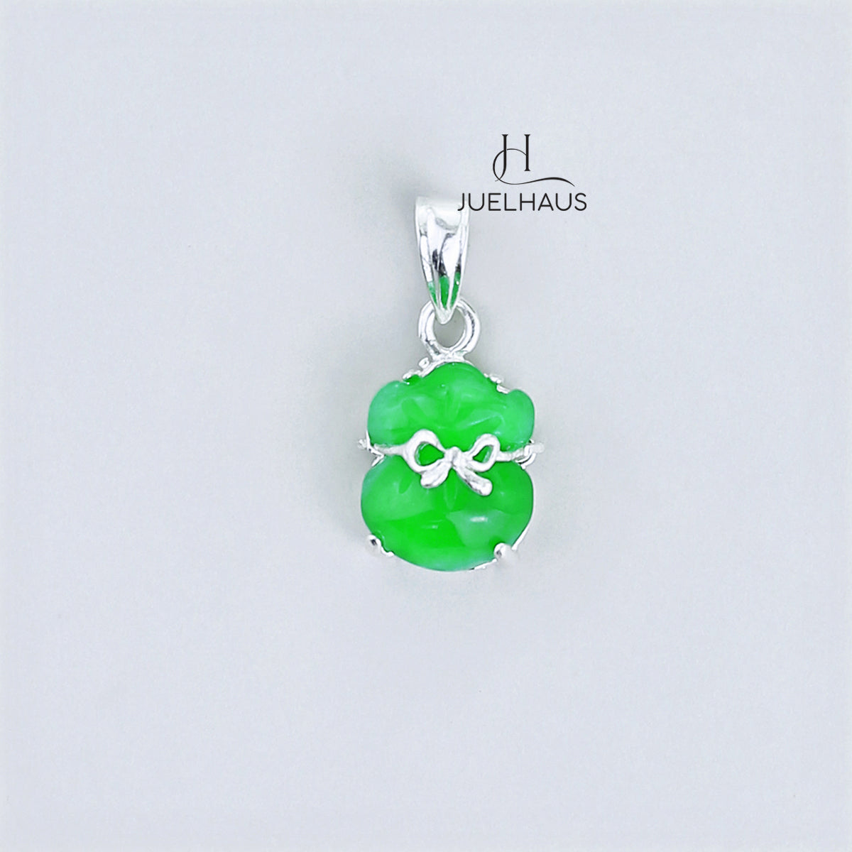 JUELHAUS Small and Lovely Green Jade Pixiu Silver Pendant
