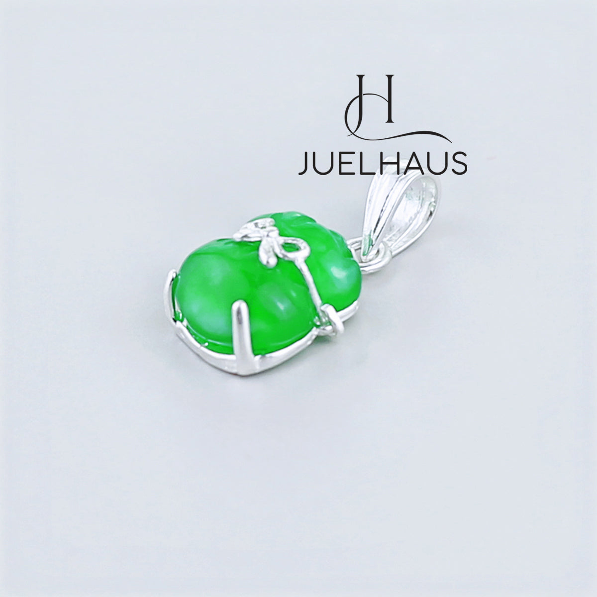JUELHAUS Small and Lovely Green Jade Pixiu Silver Pendant