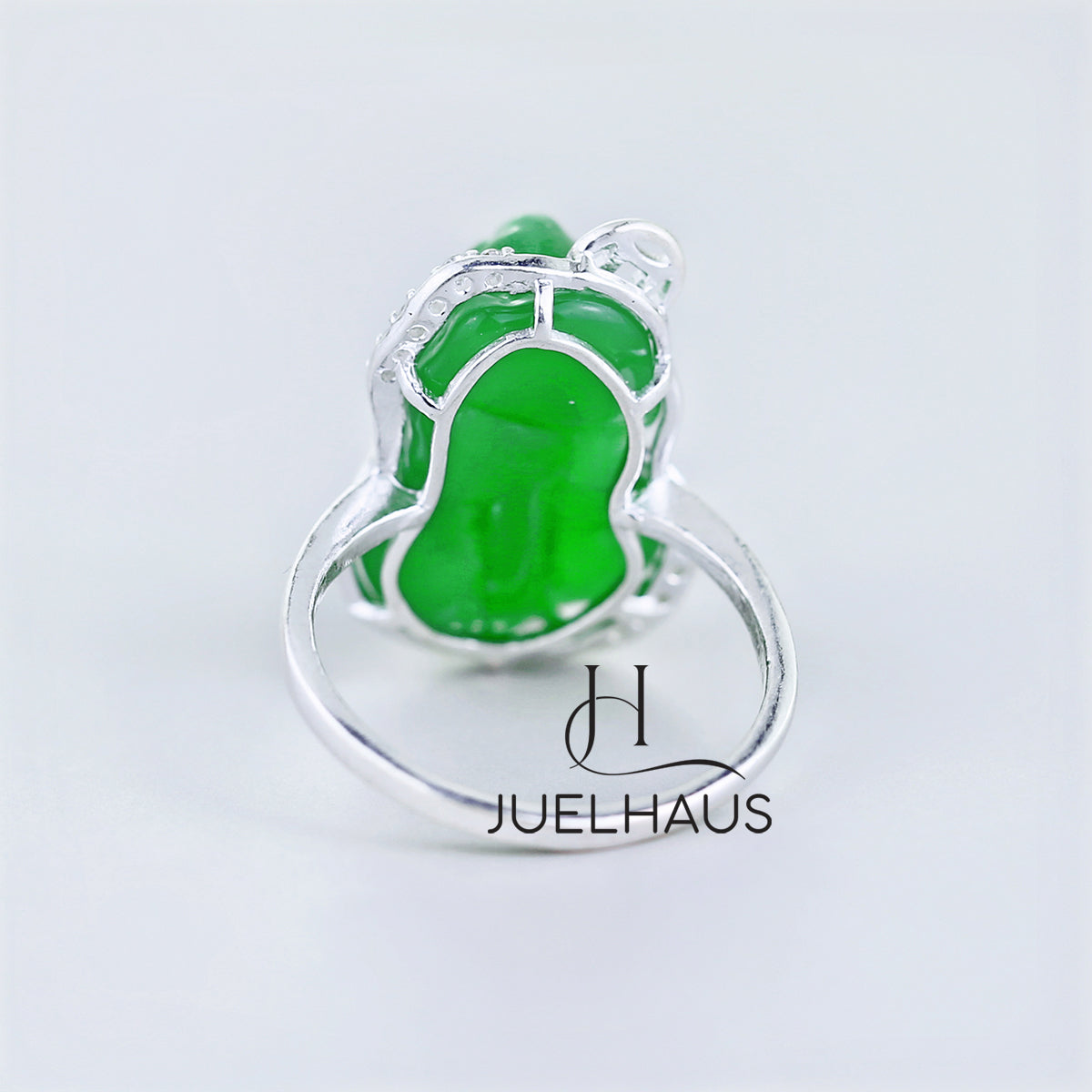 JUELHAUS Silver Pixiu Ring with Colorful Feng Shui Stone Holding Lucky Coin