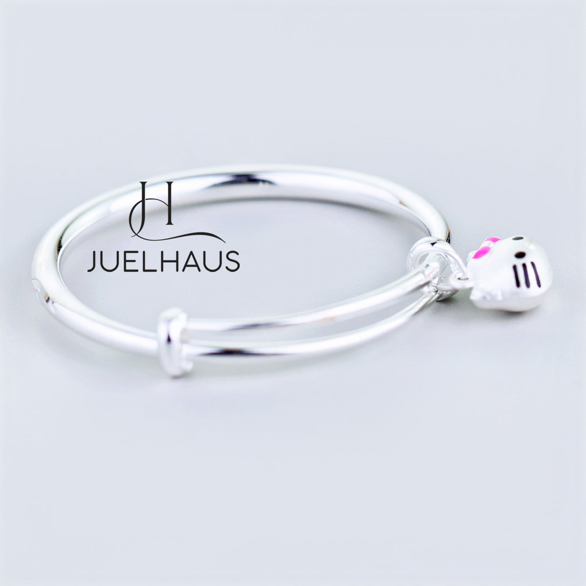 JUELHAUS S990 Pure Silver Bracelet For Girls With Many Styles, Cute Pink Painted Charm