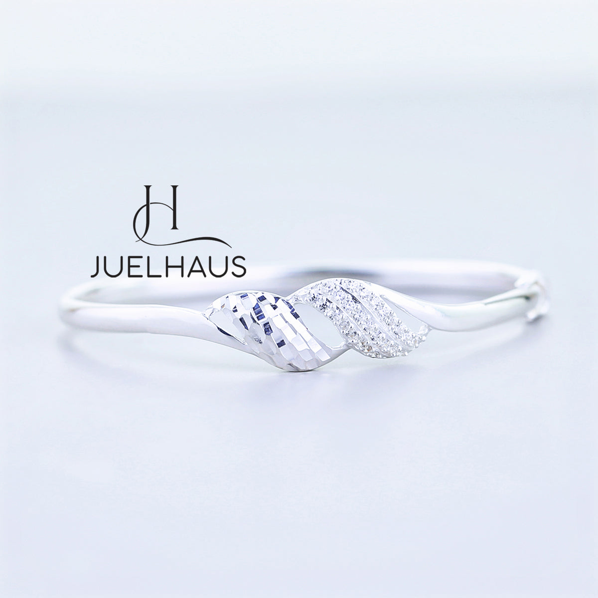JUELHAUS Women's Silver Bracelet with 2 Waves and Attractive Stones