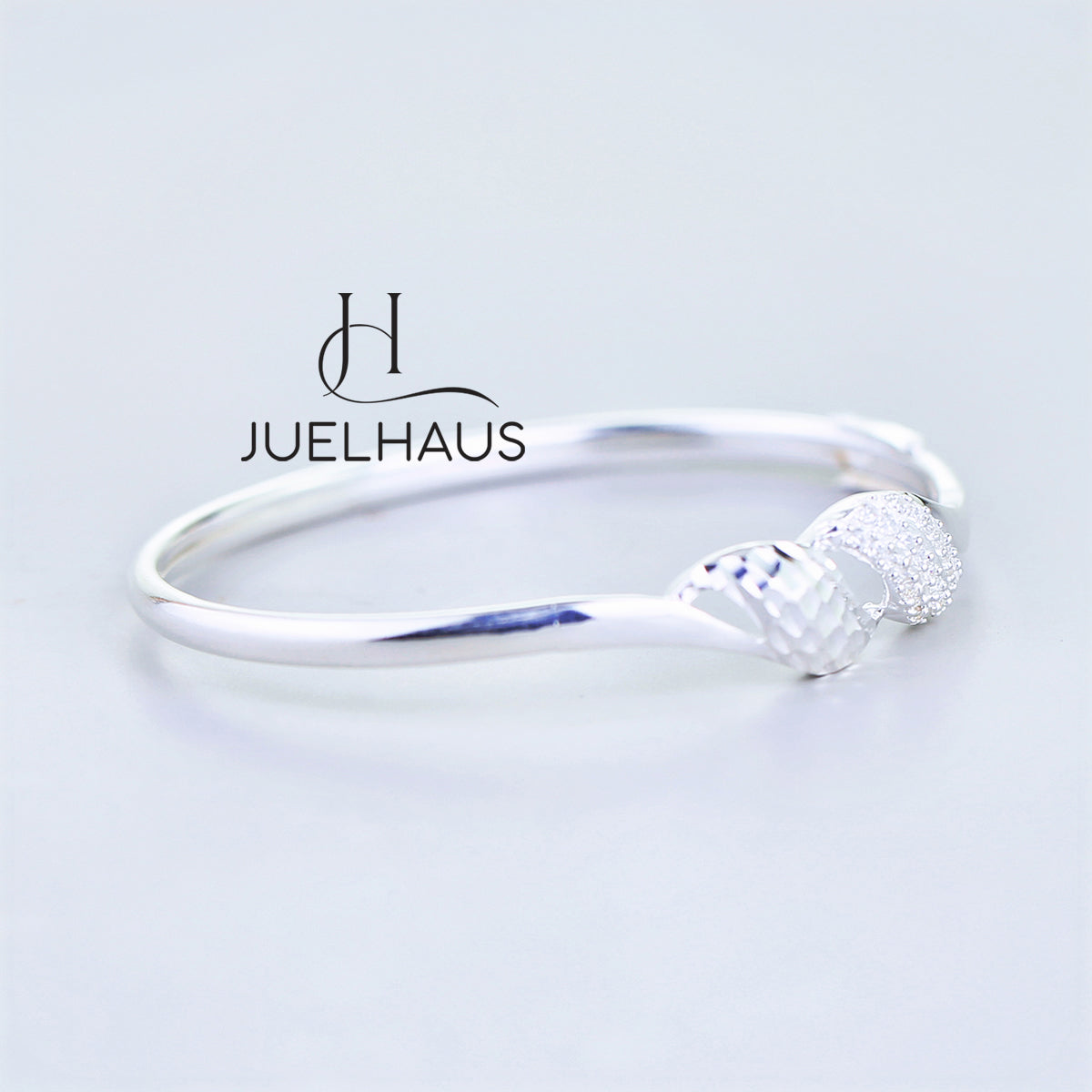 JUELHAUS Women's Silver Bracelet with 2 Waves and Attractive Stones