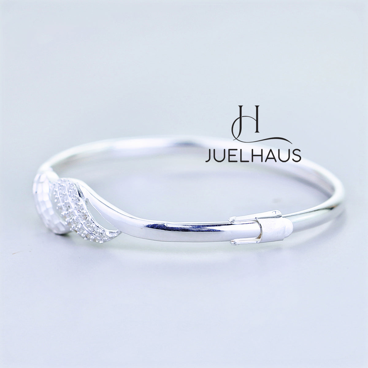 JUELHAUS Women's Silver Bracelet with 2 Waves and Attractive Stones