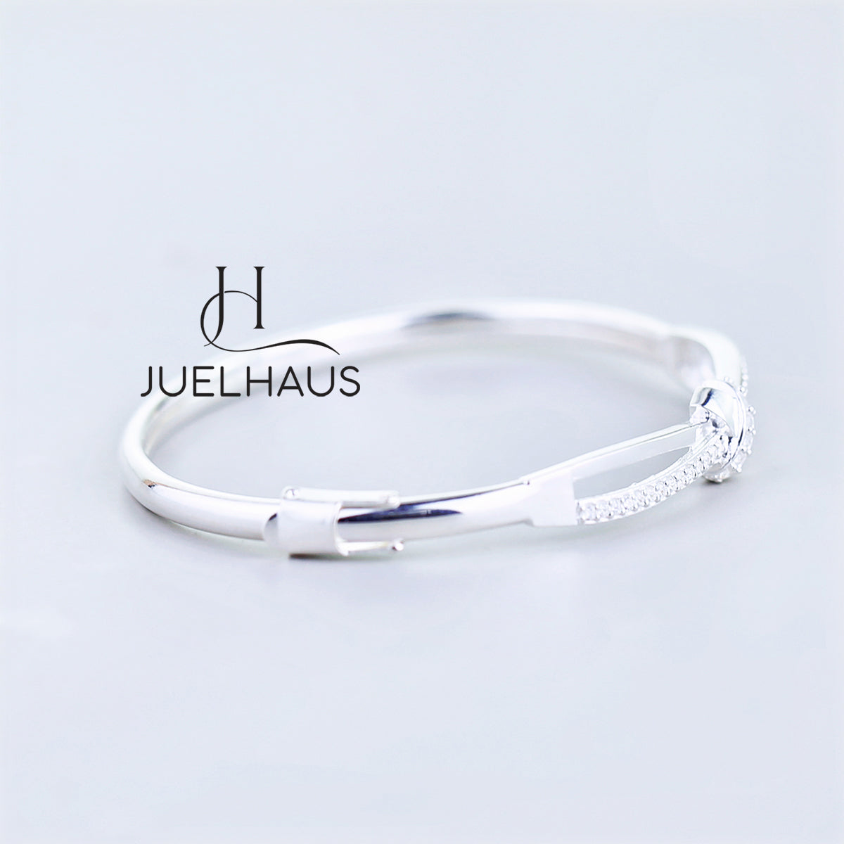 JUELHAUS Women's Silver Bow-shaped Ring with Rhinestones, Luxurious Style