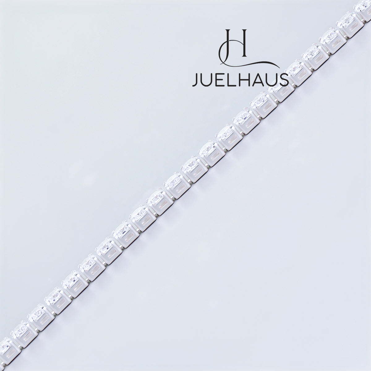 JUELHAUS Silver Bracelet Gift for sisters S990 Luxurious Slender 2 Cup Rhinestone Chain