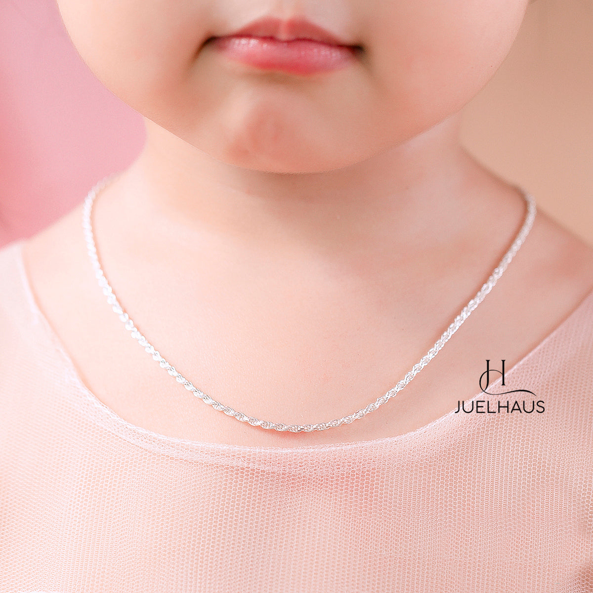 JUELHAUS S925 Italian Silver Necklace for Children, Super Durable and Sturdy Rope Shape