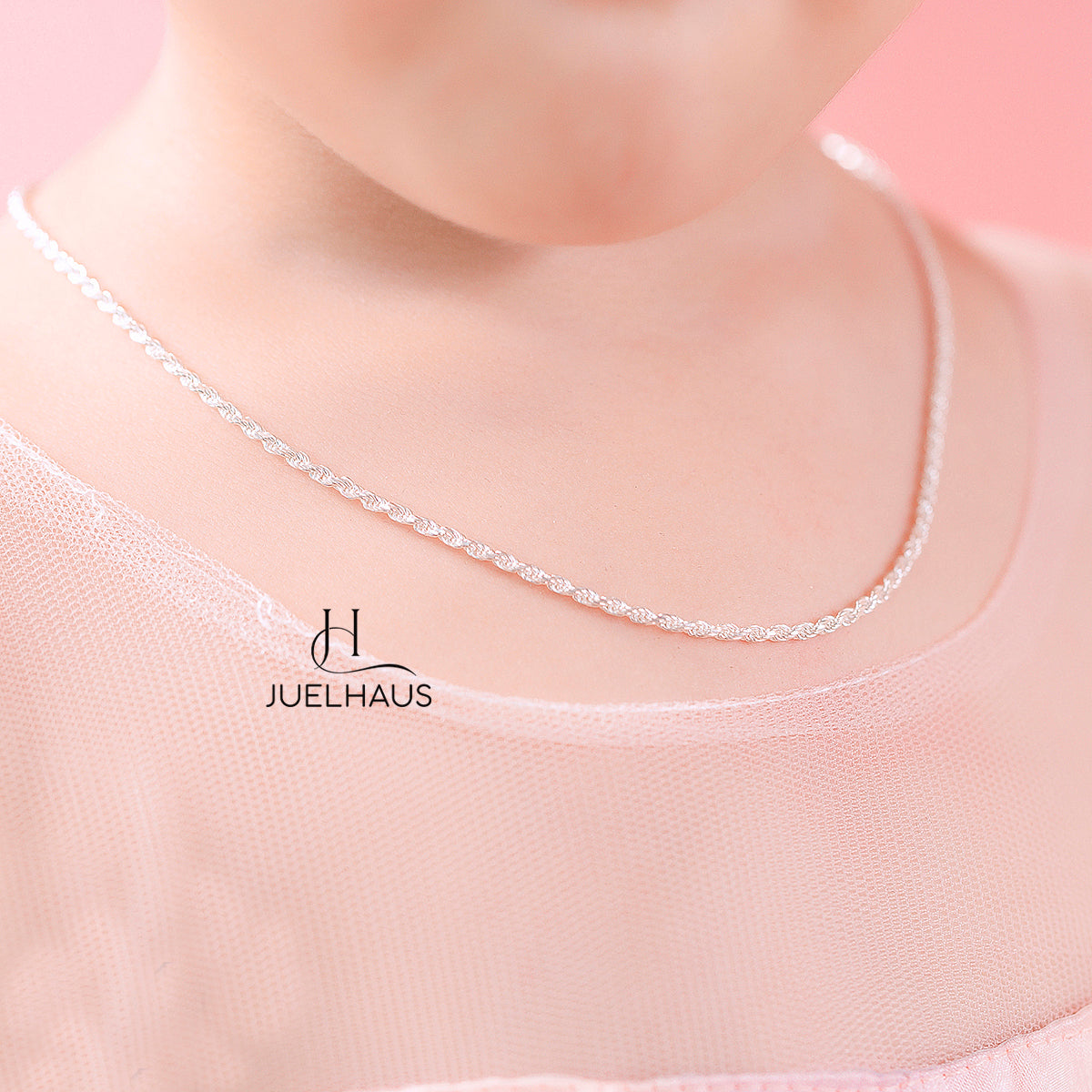 JUELHAUS S925 Italian Silver Necklace for Children, Super Durable and Sturdy Rope Shape