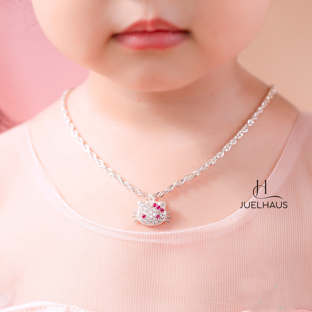 JUELHAUS S990 Pure Silver Pendant For Girls With Cute Hello Kitty Cat Face In All Sizes