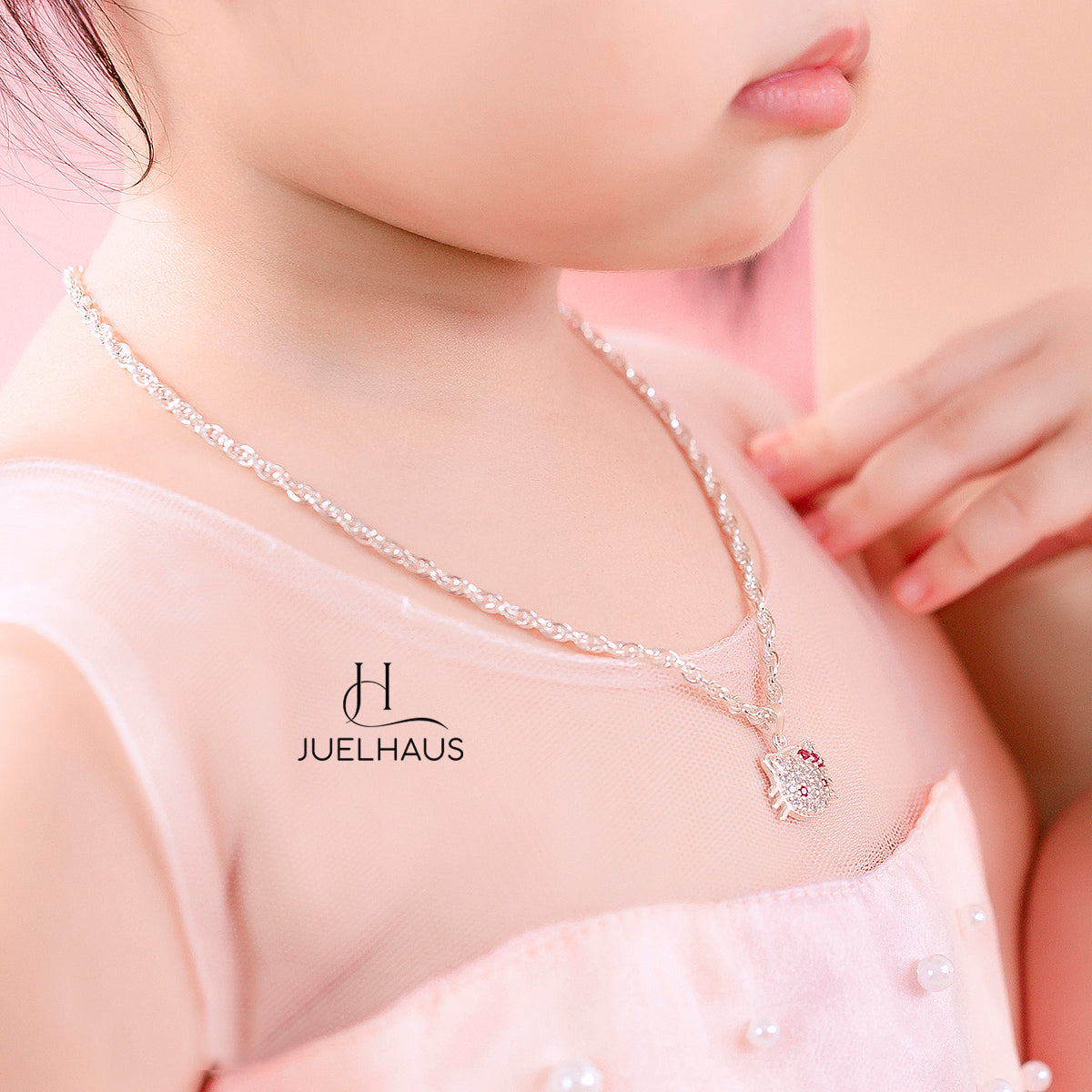 JUELHAUS S990 Pure Silver Pendant For Girls With Cute Hello Kitty Cat Face In All Sizes