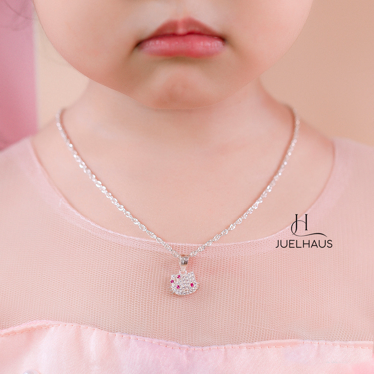 JUELHAUS S990 Pure Silver Pendant For Girls With Cute Hello Kitty Cat Face In All Sizes