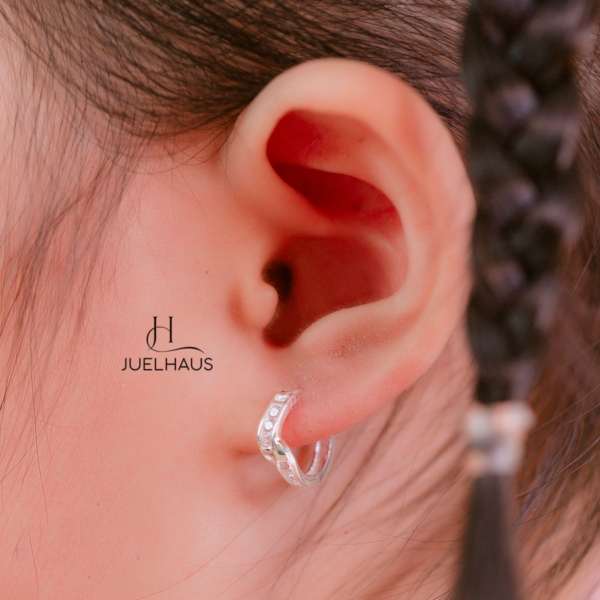 JUELHAUS Silver Earrings For Children From 1 Year Old, Round Shape, 1 Row Of Stones, Sturdy And Pretty