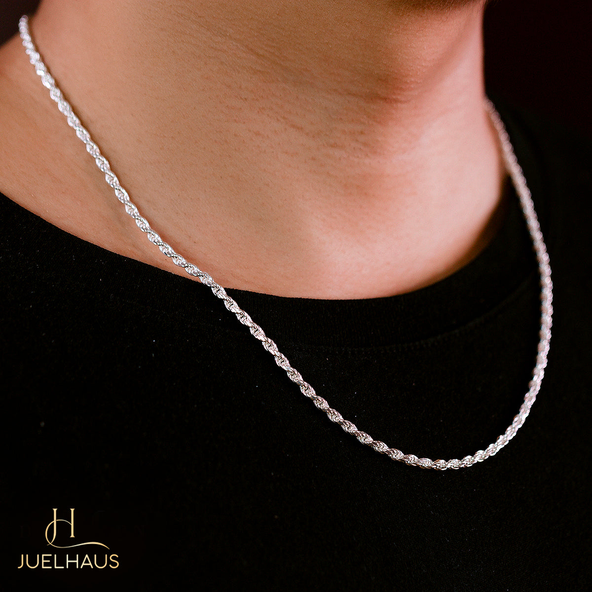 JUELHAUS Super Strong Soft Twisted Rope Silver Necklace Available in All Sizes and Lengths