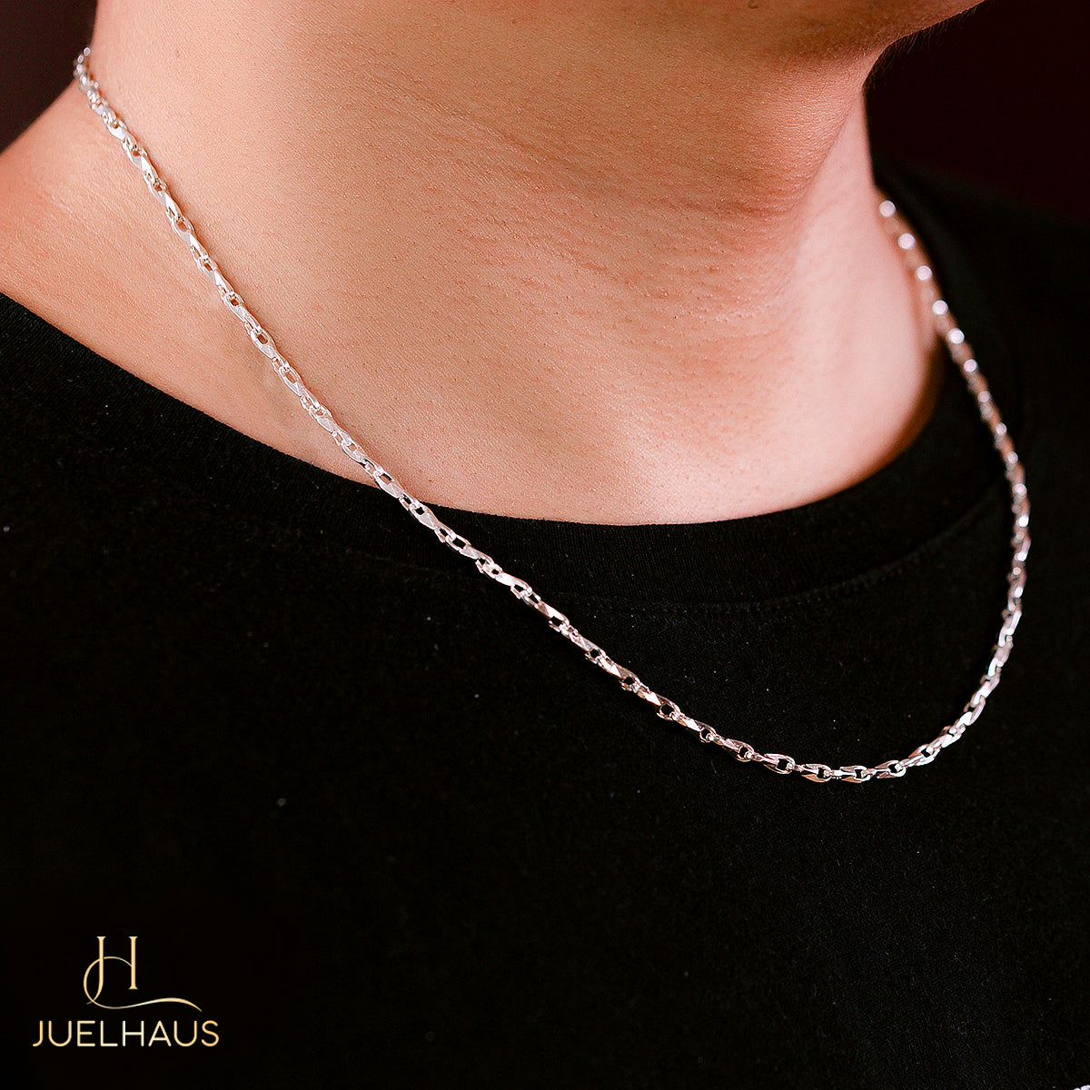JUELHAUS Silver Necklace Gift for boyfriend with 18.75g Small Solid Threads, Super Solid, Super Durable, Easy to Combine and Wear on Faces