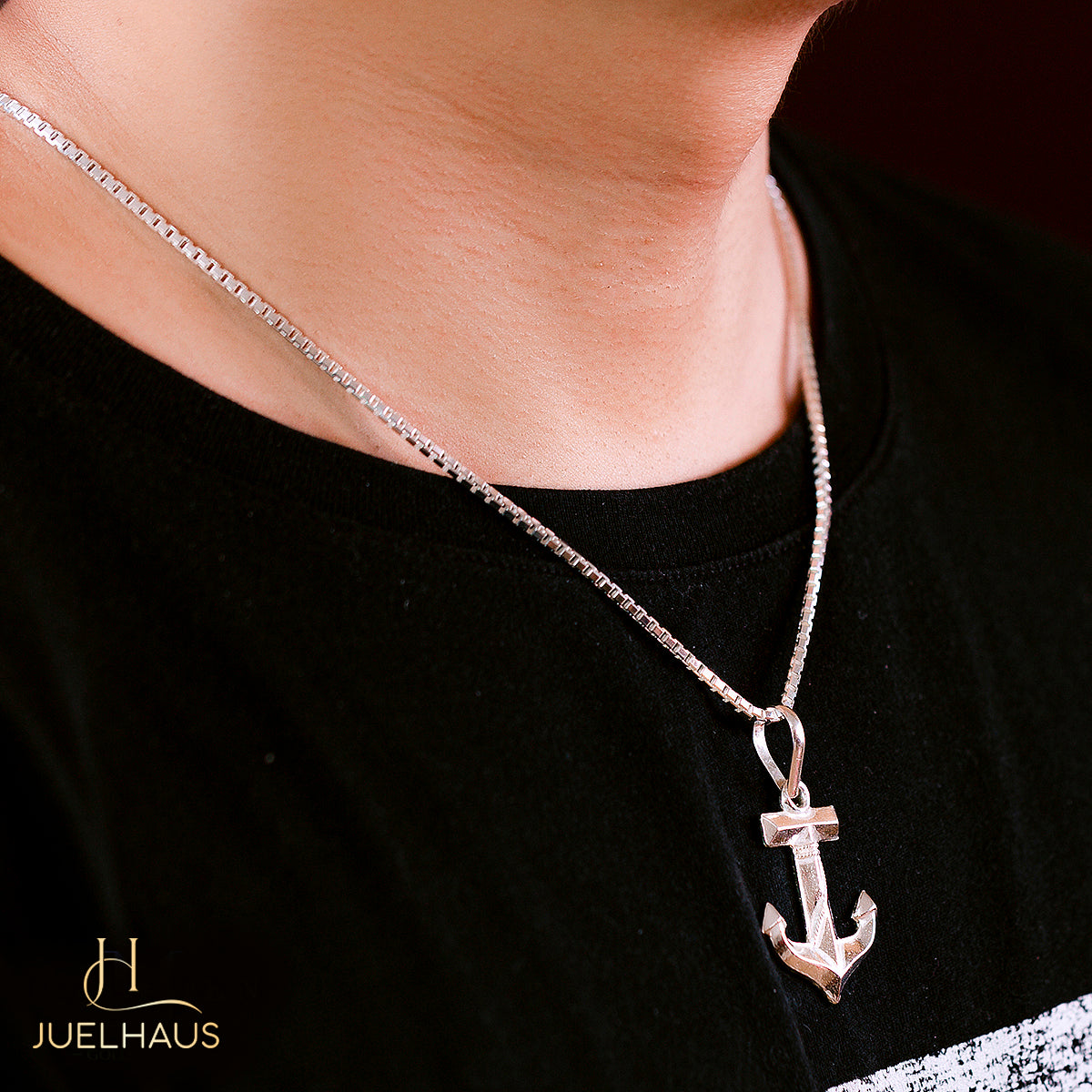 JUELHAUS Anchor-shaped silver pendant in 2 sizes, masculine and stylish